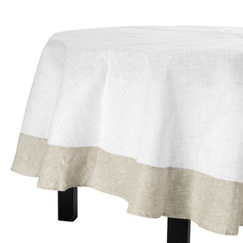 Rotunda 94" Tablecloth - White and Beige