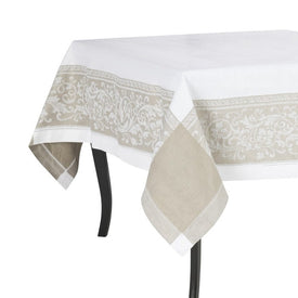 Versailles 71" x 71" Tablecloth - White and Beige