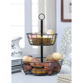 Two-Tier Tabletop/Countertop Fruit Basket - Black