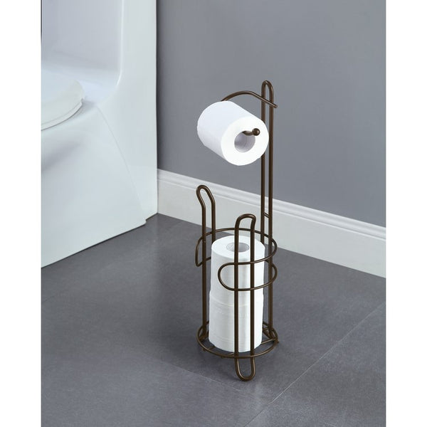 SunnyPoint Classic Bathroom Free Standing Toilet Tissue Paper Roll Holder Stand Brush Chrome