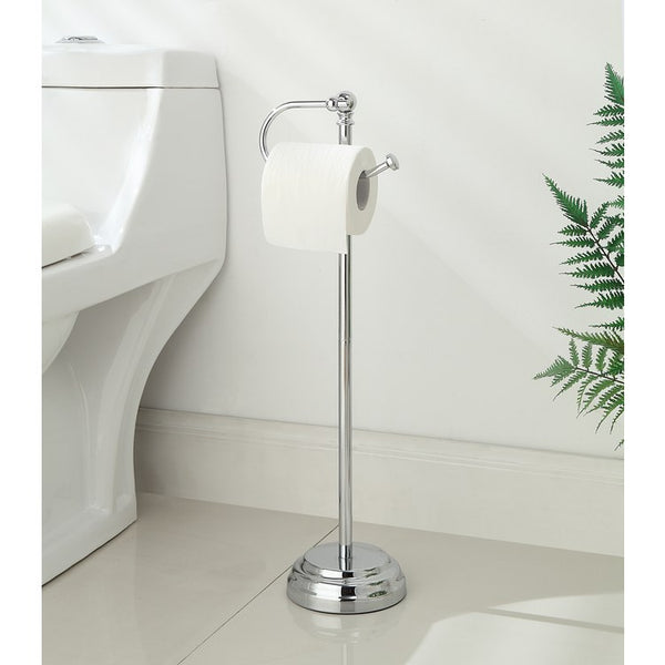 SunnyPoint Free Standing Bathroom Toilet Paper Holder Stand with Reserve  (Chrome; FreeStand) 