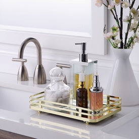 Rectangular Vanity Tray with Mirror Bottom - Polished Gold