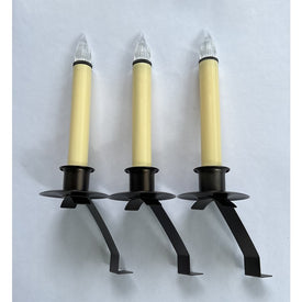 Cambridge Slant Bracket LED Battery-Operated Window Candles with Sensor Set of 3 - Antique Bronze