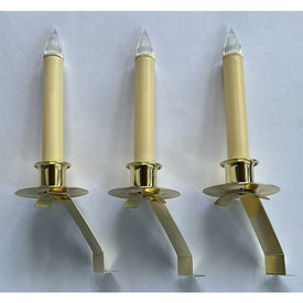 Cambridge Slant Bracket LED Battery-Operated Window Candles with Sensor Set of 3 - Brass
