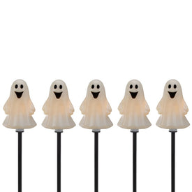 Ghost-Shaped Halloween Pathway Markers with 3.75' Black Wire Set of 5 - OPEN BOX