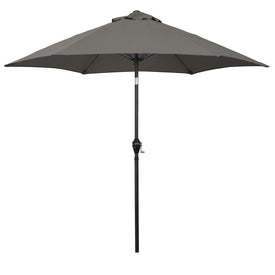 9' Aluminum Market Patio Umbrella with Fiberglass Ribs, Crank Lift, and Push-Button Tilt - Taupe