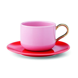 Make It Pop Eight-Piece Cup & Saucer Set - Pink