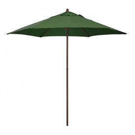 9' Wood-Grained Steel Market Patio Umbrella with Push Lift - Hunter Green
