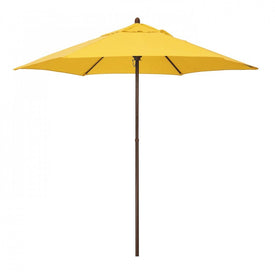 9' Wood-Grained Steel Market Patio Umbrella with Push Lift - Yellow