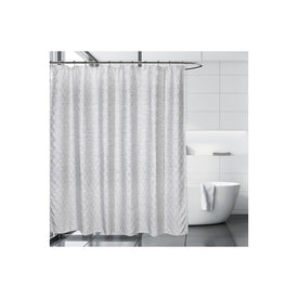 Everest Gray Jacquard Shower Curtain/Eva Shower Curtain Liner/Annex Chrome Shower Hooks Set