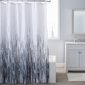Grayscale Rain Shower Curtain/Eva Shower Curtain Liner/Annex Chrome Shower Hooks Set