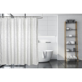 Harlow Jacquard Gray Shower Curtain /Eva Shower Curtain Liner/Annex Chrome Shower Hooks Set