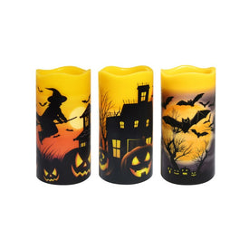 Halloween Battery-Operated LED Wax Candles Set of 3