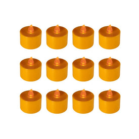 Battery-Operated LED Tealight Candles Set of 12 - Orange