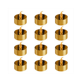 Battery-Operated LED Tealight Candles Set of 12 - Gold
