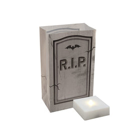 Tombstone Battery-Operated LED Luminaria Kit with Timer Set of 6