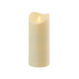 Battery-Operated 12" LED Pillar Candle with Moving Flame and Timer - Cream