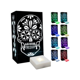 Sugar Skull Battery-Operated Color-Changing LED Luminaria Kit with Set of 6