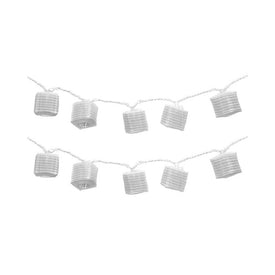 Electric String Lights with 10 White Square Nylon Lanterns