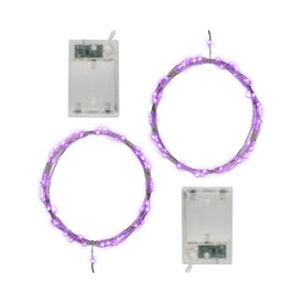 Battery-Operated LED Fairy String Lights with Timer Set of 2 - Purple