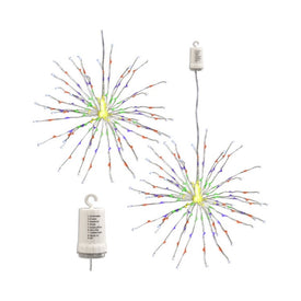 Battery-Operated LED Starburst Lights with Remote Control Set of 2 - Multi-Color