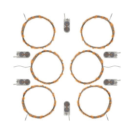 Battery-Operated LED Fairy String Lights with Multi-Functions and Timer Set of 6 -Orange
