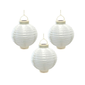 Solar-Powered Nylon Lanterns Set of 3 - White