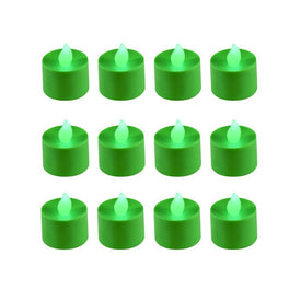 Battery-Operated LED Tealight Candles Set of 12 - Green