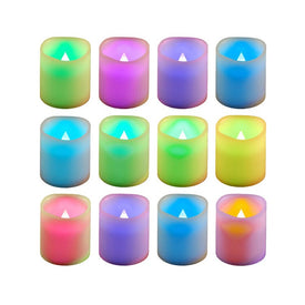 Battery-Operated LED Votive Candles Set of 12 - Color-Changing