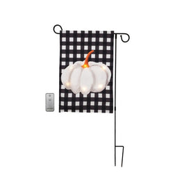 Harvest Battery-Operated LED Lighted Outdoor Banner with Garden Flag Stand and Remote Control