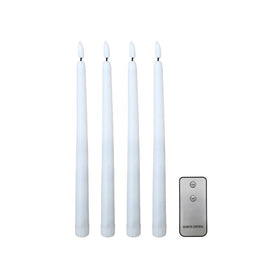 Battery-Operated 3D Wick Flame Taper Candles with Remote Control Set of 4