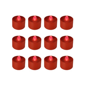 Battery-Operated LED Tealight Candles Set of 12 - Red