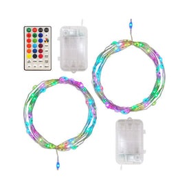 Battery-Operated Multi-Function Fairy String Lights with Remote Control Set of 2