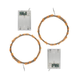 Battery-Operated LED Fairy String Lights with Timer Set of 2 - Orange