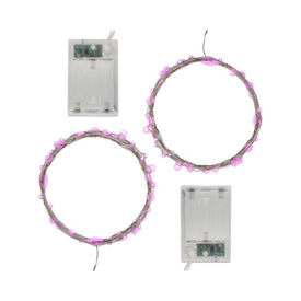 Battery Operated LED Fairy String Lights with Timer Set of 2 - Pink