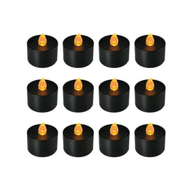 Battery-Operated LED Tealight Candles Set of 12 - Black