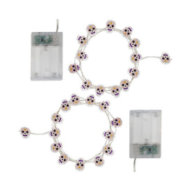 Sugar Skull Motif Battery-Operated LED Fairy String Lights with Timer Set of 2