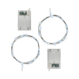 Battery-Operated LED Fairy String Lights with Timer Set of 2 - Cool White
