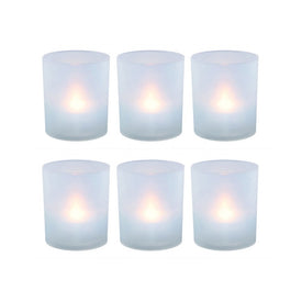 Frosted Votives with Battery-Operated LED Lights Set of 6 - Soft White