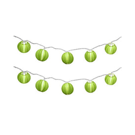Electric String Lights with 10 Nylon Lanterns - Green