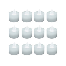 Battery-Operated LED Tealight Candles Set of 12 - Cool White