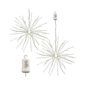 Battery-Operated LED Starburst Lights with Remote Control Set of 2 - White