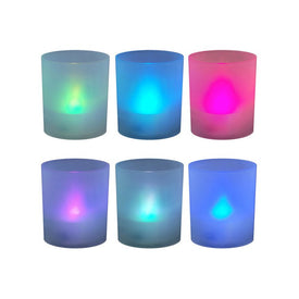 Frosted Votives with Battery-Operated LED Lights Set of 6 - Color-Changing