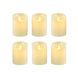 Battery-Operated LED Votive Candles with Moving Flame and Timer Set of 6
