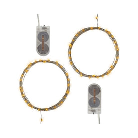 Battery-Operated LED Fairy String Lights Set of 2 - Amber