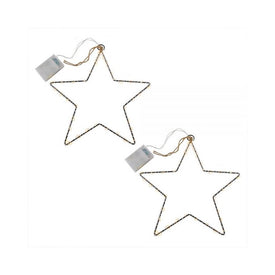 Battery-Operated LED Lighted Metal Stars Set of 2