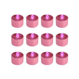 Battery-Operated LED Tealight Candles Set of 12 - Pink