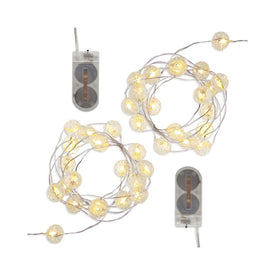 Battery-Operated Fairy String Lights with Crystal Balls and Timer Set of 2