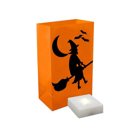 Witch Battery-Operated LED Luminaria Kit with Timer Set of 6