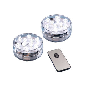 Submersible Battery-Operated White LED Lights with Remote Control Set of 2